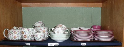 Lot 110 - A Minton Haddon Hall tea service and Worcester pink ground teawares