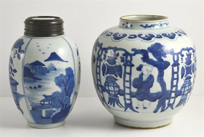 Lot 88 - A Chinese Porcelain Ovoid Jar, possibly Chongzhen, painted in underglaze blue with boys and...