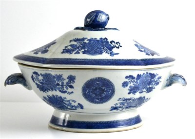 Lot 92 - A Chinese Porcelain Tureen and Cover, probably Jiaqing, of lobed oval form with melon finial...