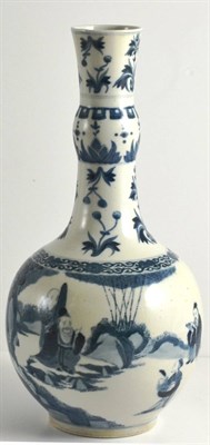 Lot 94 - A Chinese Porcelain Bottle Vase, Kangxi reign mark but probably 19th century, with garlic neck,...