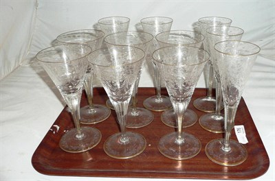 Lot 176 - Quantity of Mosers etched and gilded glasses (11)