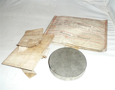 Lot 190 - Three early manuscripts on vellum - George III with Great Seal, a 1622 deed and another (17th...