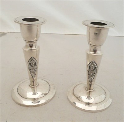 Lot 205 - Pair Sterling silver candlesticks