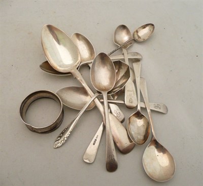 Lot 226 - A collection of assorted silver teaspoons etc