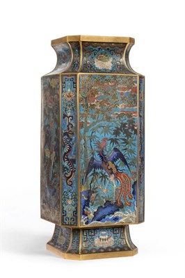 Lot 114 - A Chinese Cloisonné Enamel Vase, bears Qianlong reign mark and probably of the period, of...