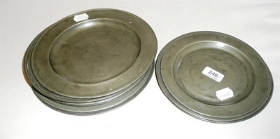 Lot 246 - Twelve assorted pewter plates