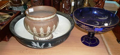 Lot 264 - Bristol type comport, Shelley wash bowl and a Jasper planter