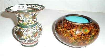 Lot 279 - Two Chinese cloisonne vases