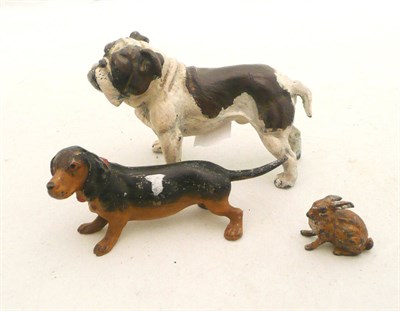 Lot 292 - Three cold painted bronze animals