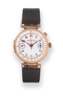 Lot 160 - An Early 18ct Gold Single Push Chronograph Wristwatch, signed Eberhard & Co, Chaux De Fonds,...