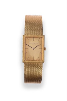 Lot 162 - An 18ct Gold Rectangular Wristwatch, signed Audemars Piguet, Geneve, circa 1970, (calibre 2003)...