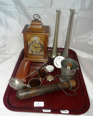 Lot 1 - A quantity of collectors items including a toddy ladle, pewter, a truncheon, hunting horn and a...