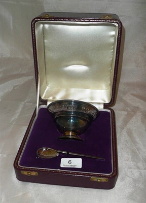 Lot 6 - A silver 'Imperium Romanum 29BC' commemorative bowl and spoon, 6.76oz, cased with box