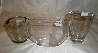 Lot 19 - An Orrefours glass vase and two similar vases