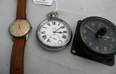 Lot 48 - Aircraft timepiece, a pocket watch and a wristwatch