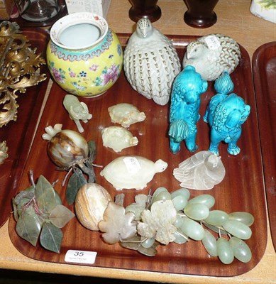 Lot 35 - Onyx fruit, egg, animals and Oriental ceramics