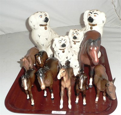 Lot 50 - Six Beswick horses, two donkeys and four dogs