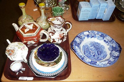 Lot 52 - A small quantity of ceramics including a Masons's jug, a pair of glass vases and a Sylvac vase
