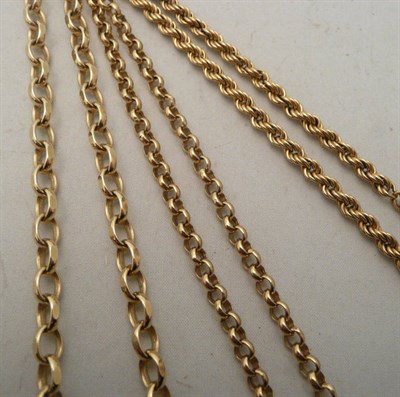 Lot 63 - Two 9ct gold belcher chains (one a.f.) and a 9ct gold rope chain (3)