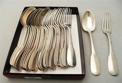 Lot 70 - Twelve French silver desert spoons and twelve table folks