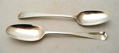 Lot 75 - Two Old English pattern tablespoons, Dublin 1735, James Taylor London 1787, Richard Crossley