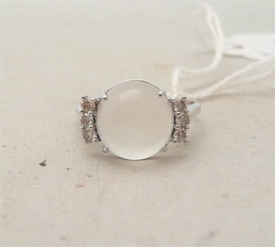 Lot 87 - A 14ct white gold moonstone and diamond ring