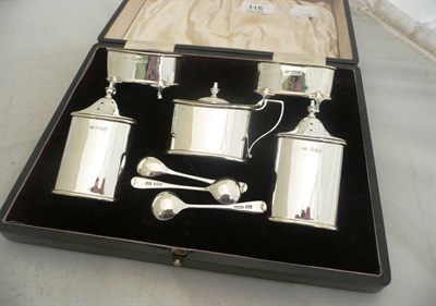 Lot 115 - A Walker & Hall cased silver cruet, 6.7oz approximate weight