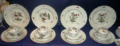 Lot 146 - A Herend Porcelain eight setting dinner service in the Rothschilds Bird pattern, comprising...