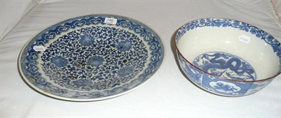 Lot 149 - Chinese blue and white dish and a Japanese bowl