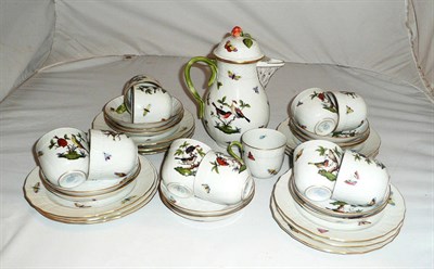 Lot 158 - A Herend Porcelain twelve setting coffee service in the Rothschilds Bird pattern, comprising...