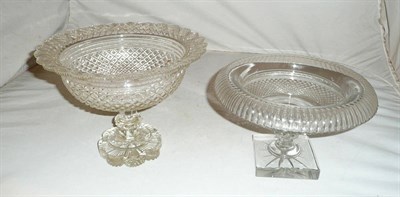 Lot 160 - A cut glass comport with fold-over rim and another (2)