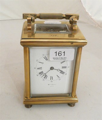 Lot 161 - A brass carriage clock, signed Wm Angus, Paris