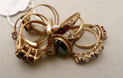 Lot 172 - Assorted rings, some (a.f.) including amethyst, hematite and coloured stones (12)