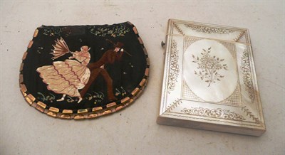 Lot 176 - Mother of pearl card case and early 20th century hand mirror