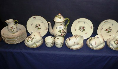 Lot 185 - A Herend Porcelain twelve setting coffee service in the Rothschilds Bird pattern, comprising coffee