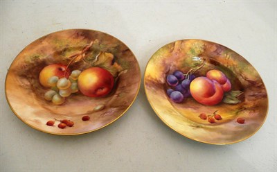 Lot 201 - A pair of Royal Worcester fruit painted plates by Price
