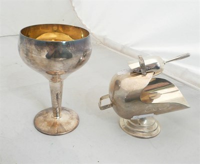 Lot 236 - A silver goblet (modern) together with a modern silver sugar helmet with shovel, 10oz