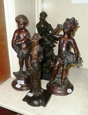 Lot 252 - Four reproduction bronzed figures