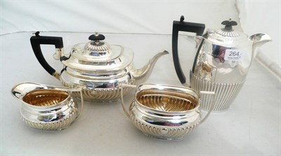 Lot 264 - Silver coffee pot and matching plated tea service