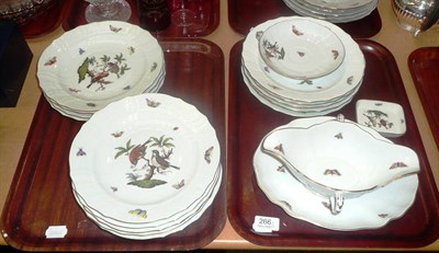 Lot 266 - A quantity of Herend Porcelain dinnerware in the Rothschilds Bird pattern, comprising twenty...