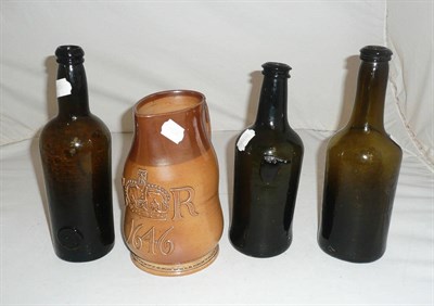 Lot 273 - Three wine bottles and Doulton jug