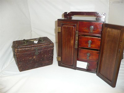 Lot 289 - Chinese stationery cabinet and wicker basket