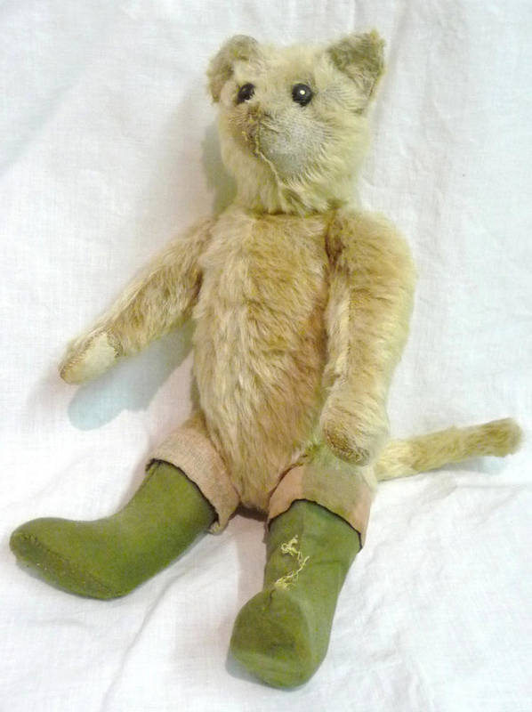 Lot 1029 - Circa 1930's Rare Puss In Boots Possibly By Farnell, with boot button eyes, pale mohair plush,...