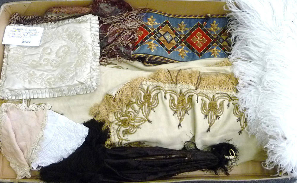 Lot 1179 - Printed Silk Paisley Shawl, Cream Wool Cape woven with bullion thread and tassel fringing;...