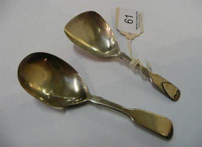 Lot 61 - A George lV silver caddy spoon, Joseph Willmore, Birmingham, 1825, another similar, John, Henry...