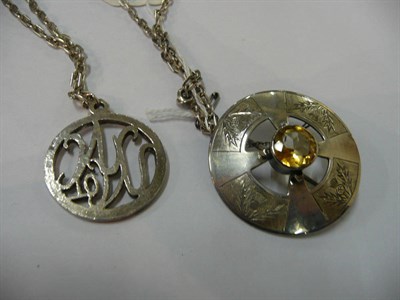Lot 70 - A Scottish silver brooch and a silver pendant on chain