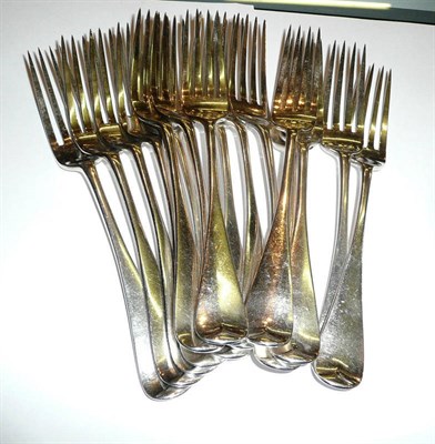 Lot 112 - Sixteen silver table forks, 39oz approx