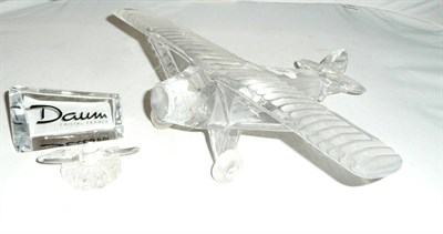 Lot 169 - A glass model of a plane by Daum and a glass display stand