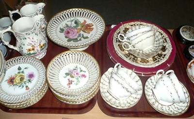 Lot 184 - Two trays including Continental floral ceramics, a pair of Coalport cabinet plates, etc