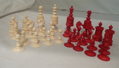 Lot 202 - Stained ivory chess set